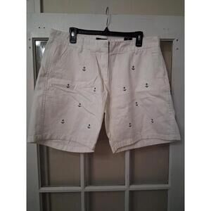 Cuffy's Chinco White Shorts Anchor Print Sz 12 NWT 9 Inseam
